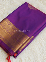 Load image into Gallery viewer, Soft Silk x Gold Zari Saree - Purple Garnet

