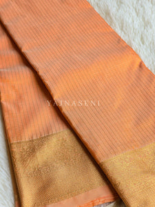 Vaira oosi x Checkered Saree - Pastel Orange