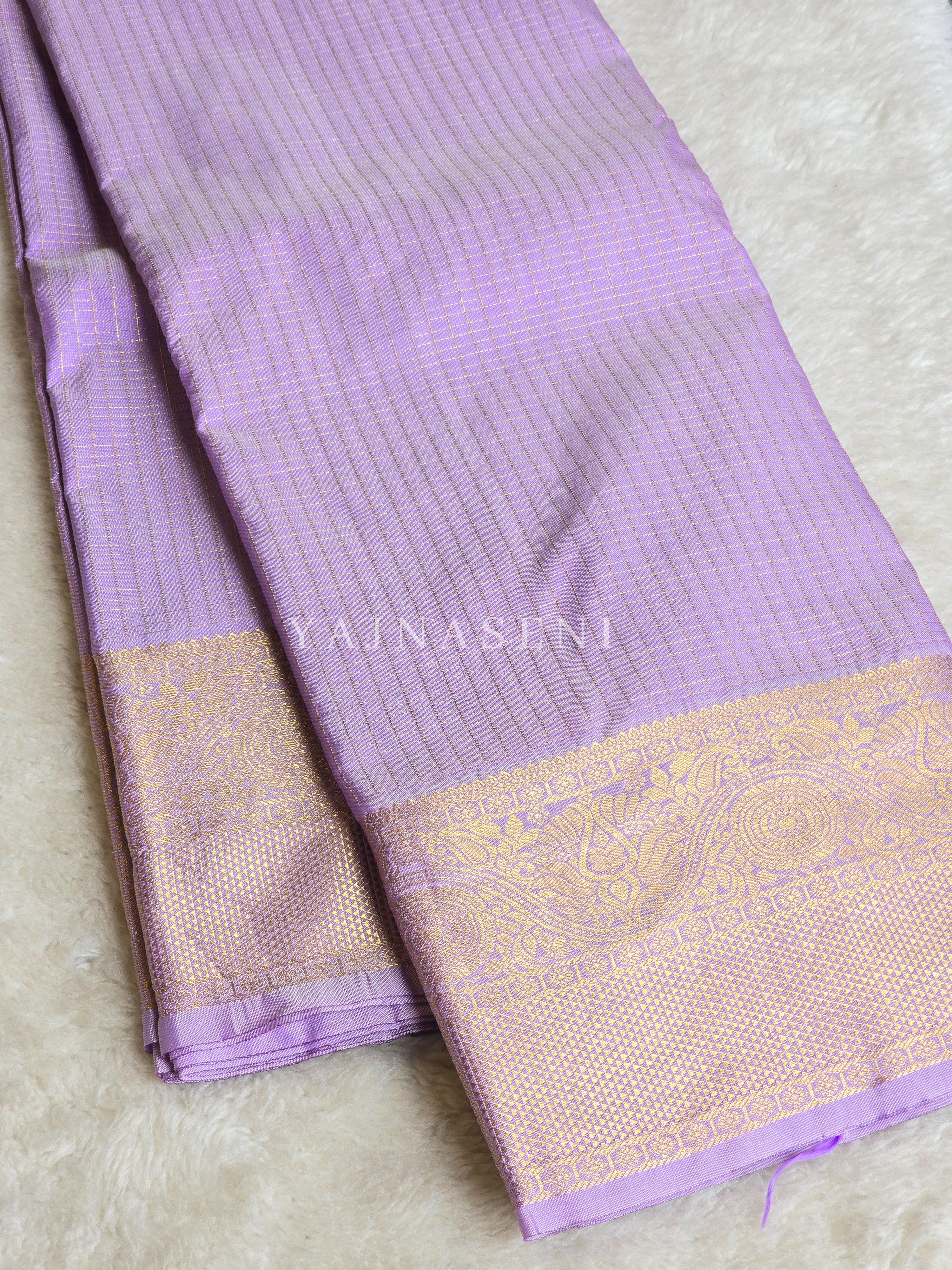 Vaira oosi x Checkered Saree - Lavender