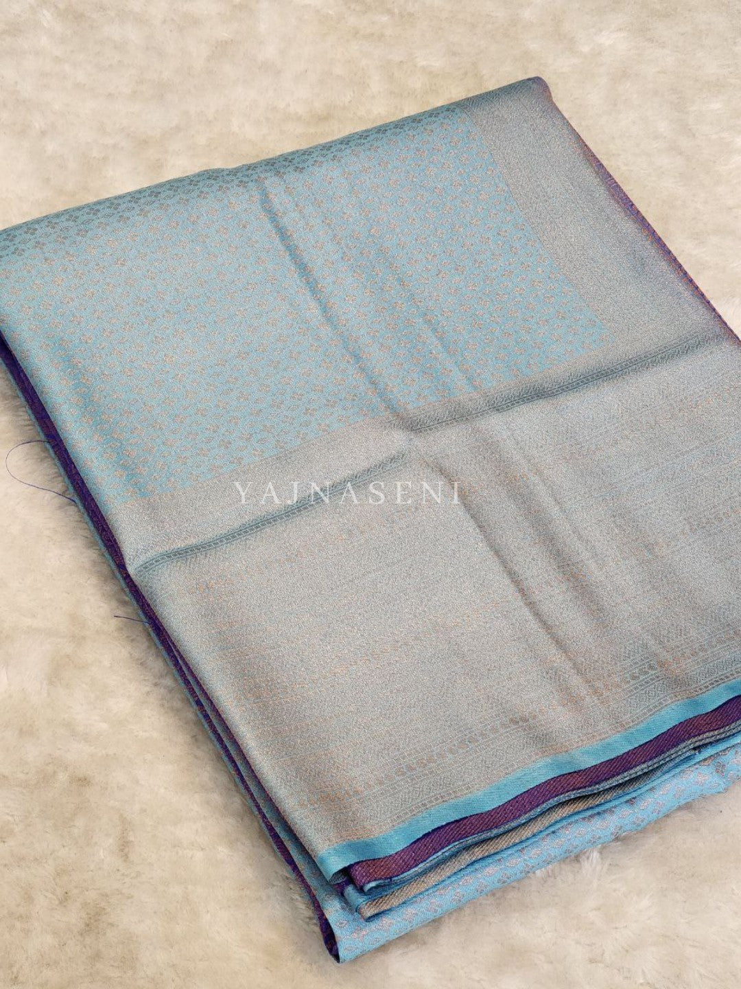 Kubera Pattu Saree - Sky Blue x Royal Blue