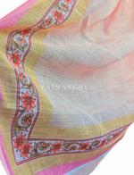 Load image into Gallery viewer, Printed Linen Cotton Saree - Baby Pink
