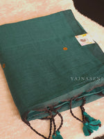 Load image into Gallery viewer, Soft Cotton x Sequins Saree : Dark Teal Green
