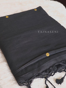 Soft Cotton x Sequins Saree : Black