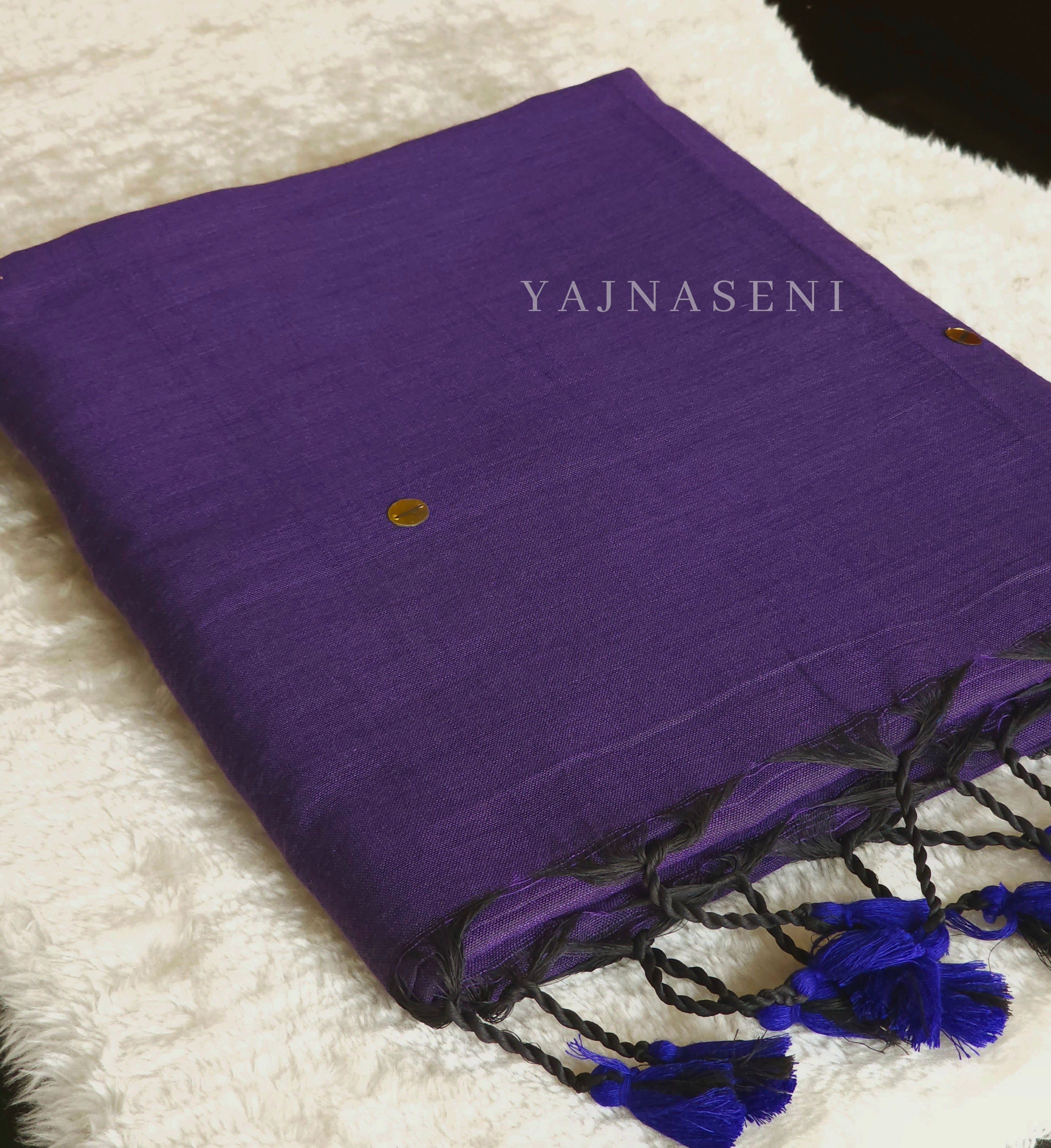 Soft Cotton x Sequins Saree : Indigo