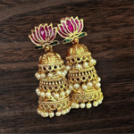 Load image into Gallery viewer, KUMUDINI : 3 layer Jimikkis (Rani x Green)
