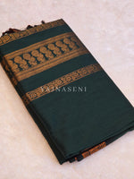 Load image into Gallery viewer, Kalyani Cotton Saree - Copper Zari : Deep Green
