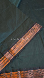 Load image into Gallery viewer, Kalyani Cotton Saree - Copper Zari : Deep Green
