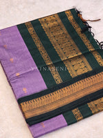 Load image into Gallery viewer, Kalyani Cotton Saree - Copper Zari : Dark Lavender x Dark Green
