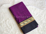 Load image into Gallery viewer, Narayanpet Mercerised Cotton Saree : Purple x Black
