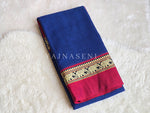 Load image into Gallery viewer, Narayanpet Mercerised Cotton Saree : Blue x Rani
