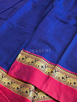 Load image into Gallery viewer, Narayanpet Mercerised Cotton Saree : Blue x Rani
