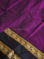 Load image into Gallery viewer, Narayanpet Mercerised Cotton Saree : Purple x Black
