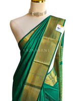 Load image into Gallery viewer, Minimalist Semi Silk Saree x Gold Zari - Emerald
