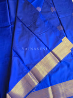 Load image into Gallery viewer, Kolam Motifs x Semi Soft Silk Saree - Royal Blue
