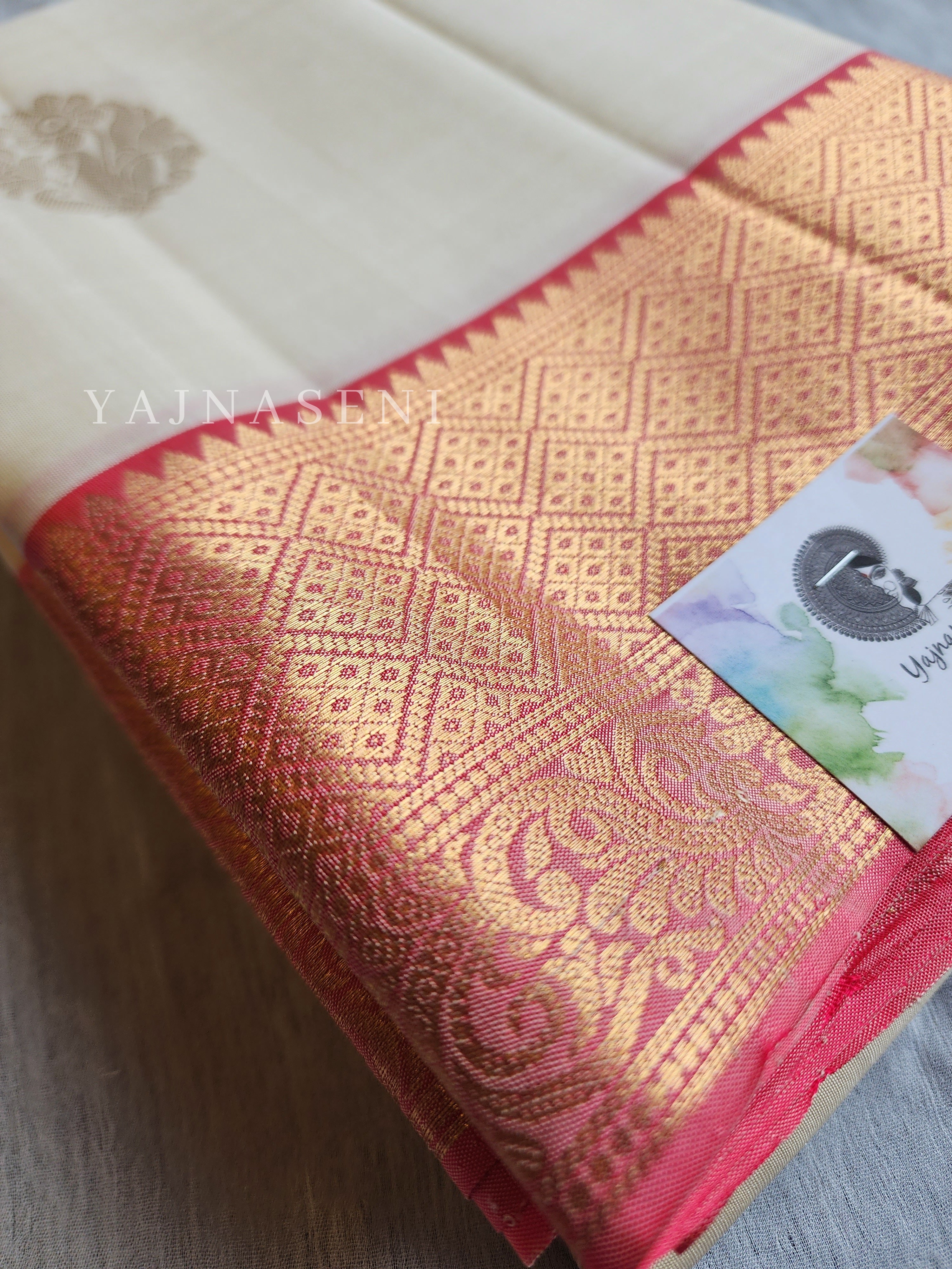French Rose - Pure Kanjivaram Silk Saree with Gold Zari