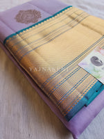 Load image into Gallery viewer, Lavender x Teal - Pure Kanjivaram Silk Saree with Gold Zari
