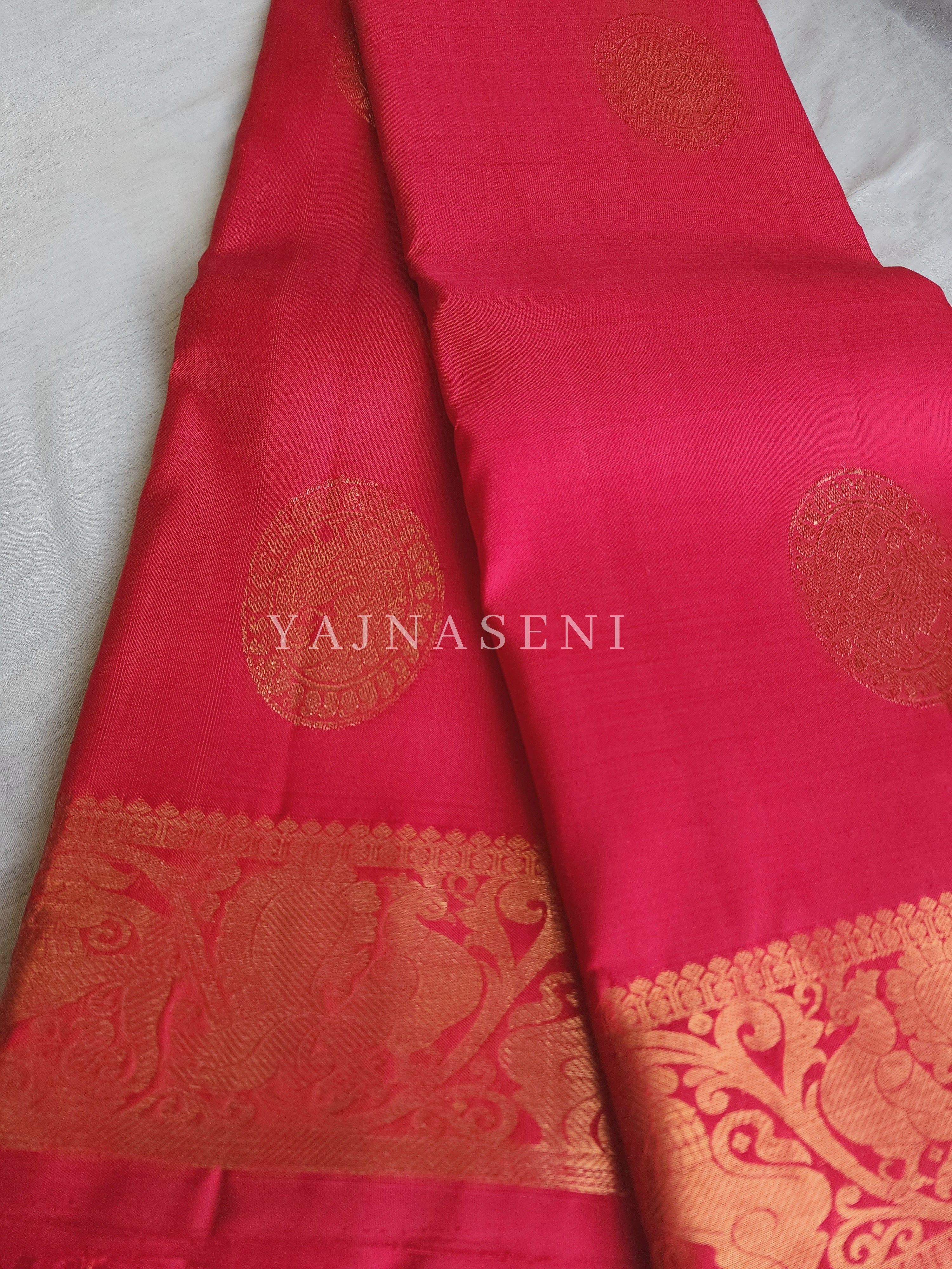 Imperial - Pure Kanjivaram Silk Saree with Copper Zari