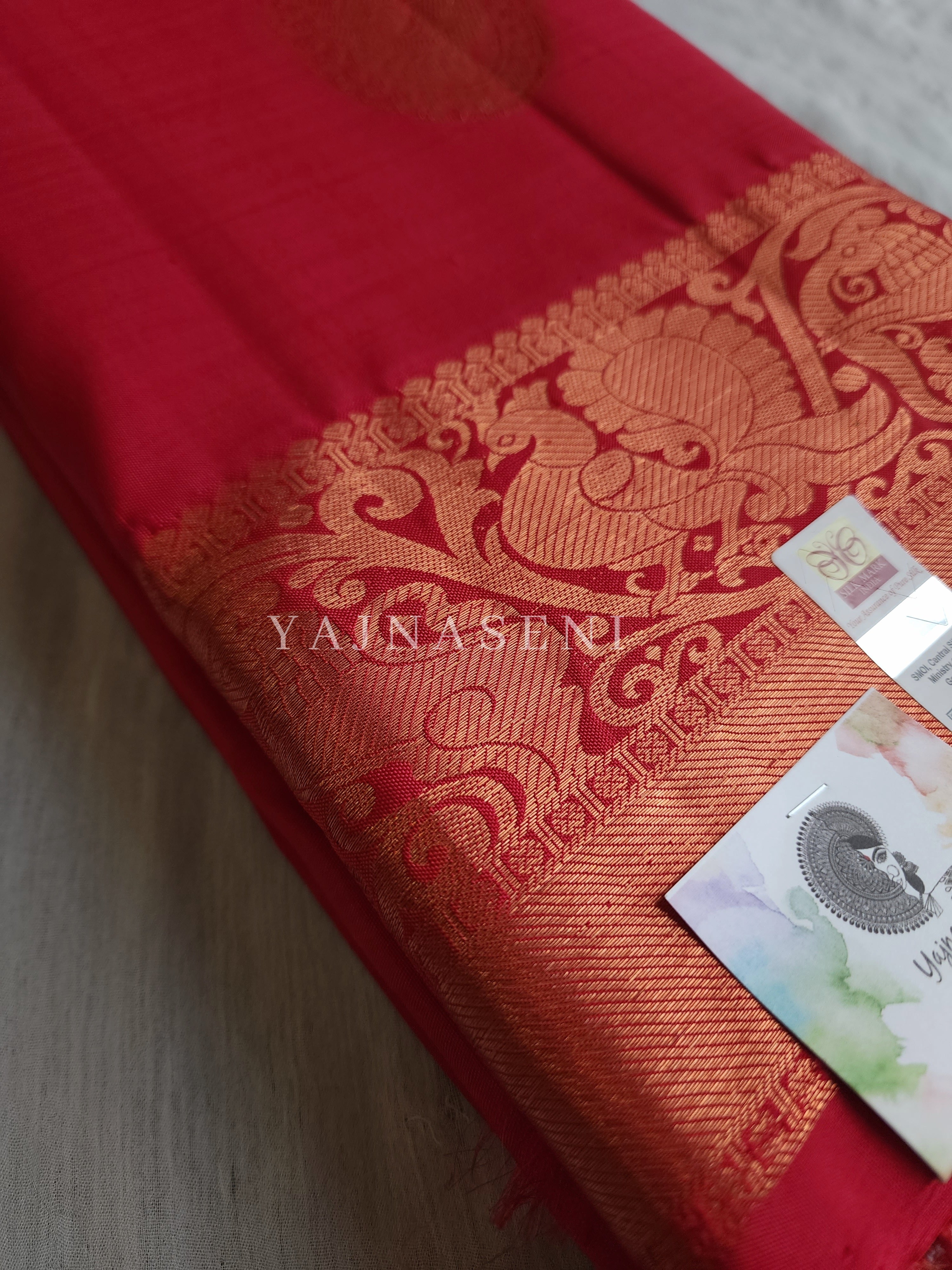 Imperial - Pure Kanjivaram Silk Saree with Copper Zari