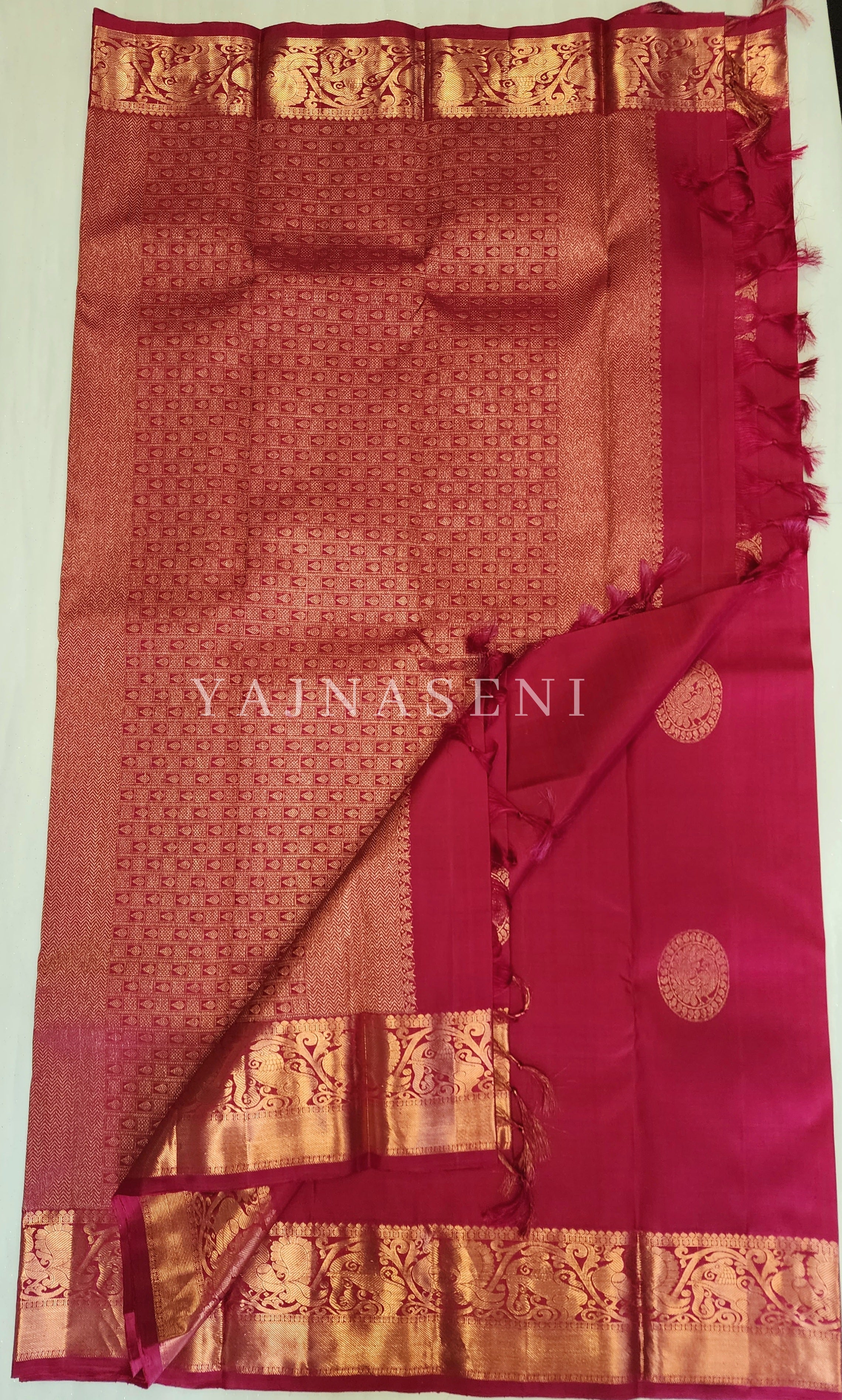 Imperial - Pure Kanjivaram Silk Saree with Copper Zari