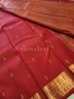 Load image into Gallery viewer, Vermillion - Pure Kanjivaram Silk Saree with Copper Zari
