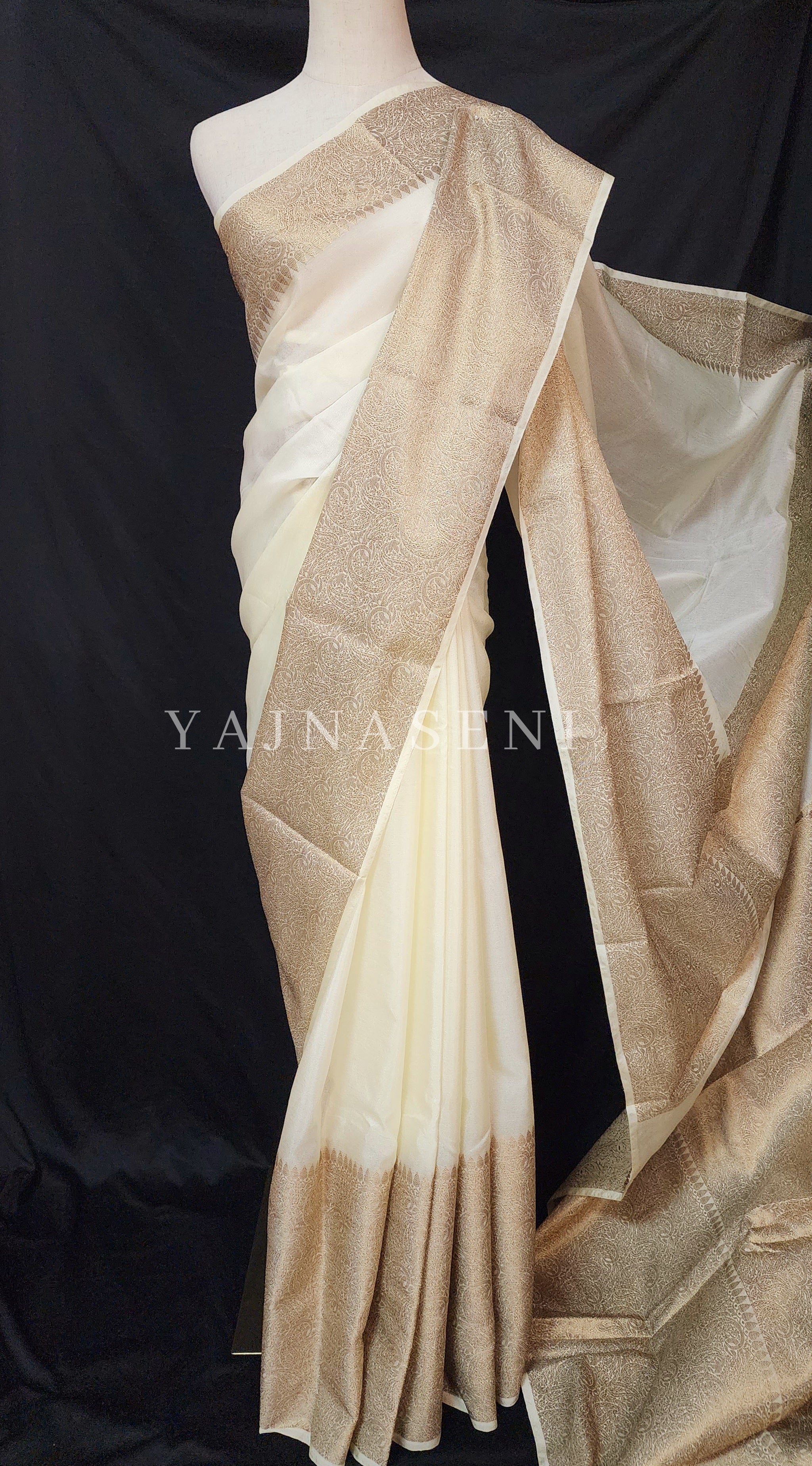 Linen Silk Saree - Yellow