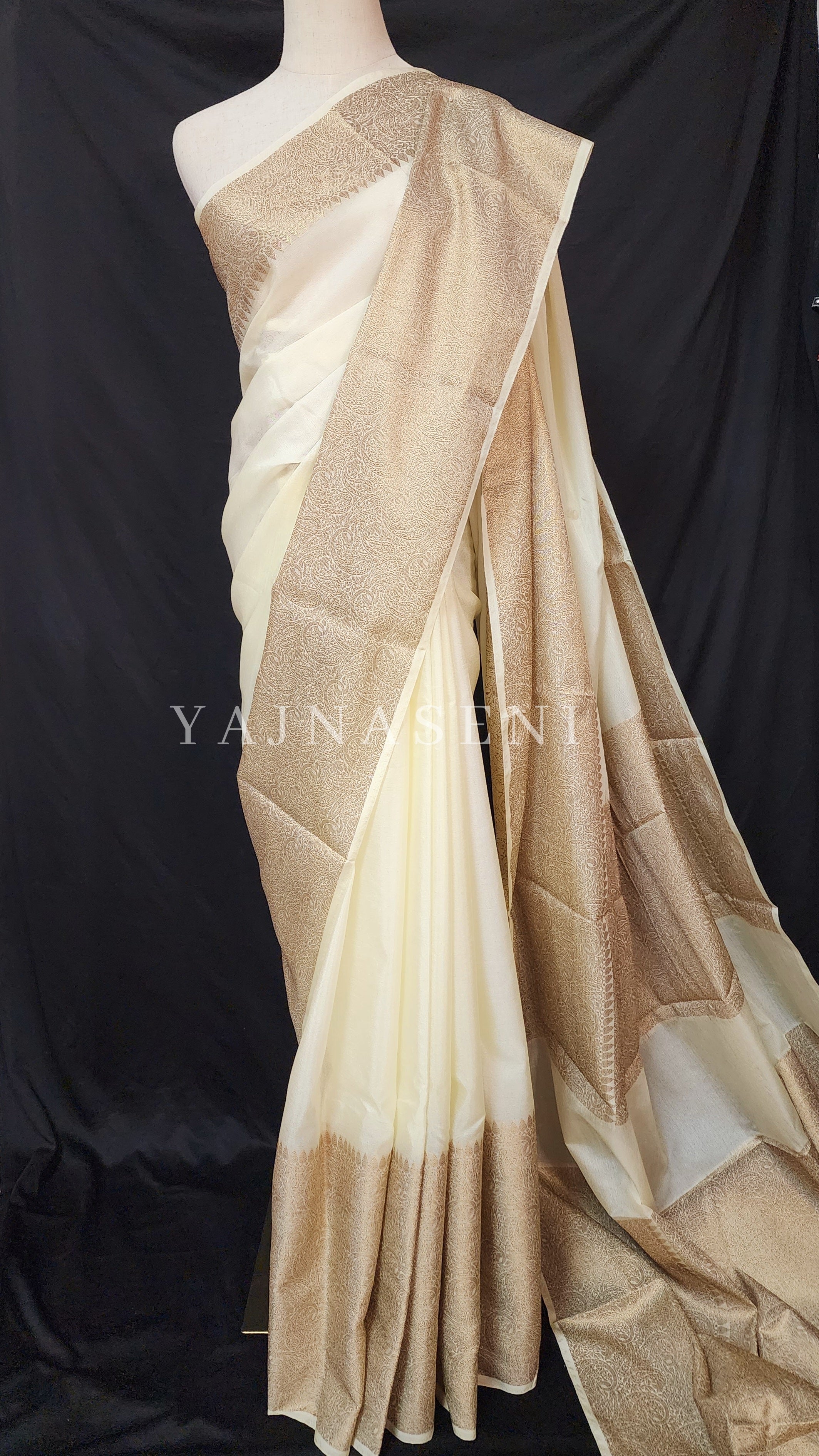 Linen Silk Saree - Yellow