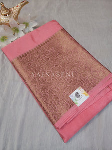 Linen Silk Saree - Blush Pink