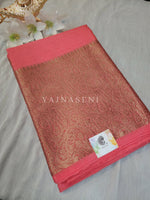 Load image into Gallery viewer, Linen Silk Saree - Coral Pink
