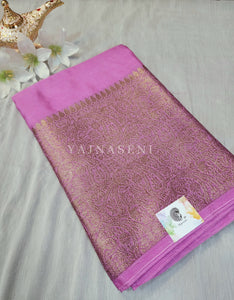 Linen Silk Saree - Rose Pink