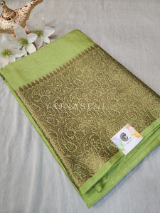 Linen Silk Saree - Light Green