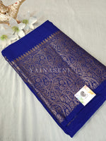 Load image into Gallery viewer, Linen Silk Saree - Blue
