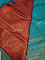 Load image into Gallery viewer, Banarasi Brocade Soft Silk Saree - Turquoise x Maroon

