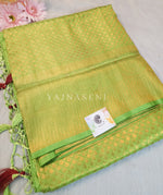 Load image into Gallery viewer, Banarasi Brocade Soft Silk Saree - Lime x Maroon
