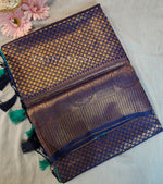 Load image into Gallery viewer, Banarasi Brocade Soft Silk Saree - Blue x Pine
