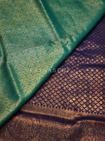 Load image into Gallery viewer, Banarasi Brocade Soft Silk Saree - Blue x Pine
