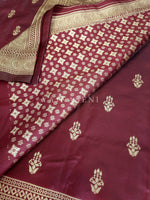 Load image into Gallery viewer, Litchi silk saree - Maroon
