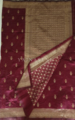 Load image into Gallery viewer, Litchi silk saree - Maroon
