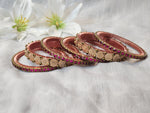 Load image into Gallery viewer, Bangle stack - Silk Thread , Kundan &amp; Lakshmi : Copper x Pink

