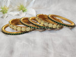 Load image into Gallery viewer, Bangle stack - Silk Thread , Kundan &amp; Lakshmi : Gold x Green
