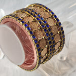 Load image into Gallery viewer, Bangle stack - Silk Thread , Kundan &amp; Lakshmi : Copper x Blue
