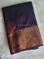 Load image into Gallery viewer, Semi Soft Silk Copper Zari Saree - Dark Purple
