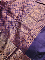 Load image into Gallery viewer, Semi Soft Silk Copper Zari Saree - Dark Purple
