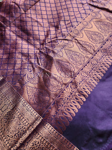 Semi Soft Silk Copper Zari Saree - Dark Purple