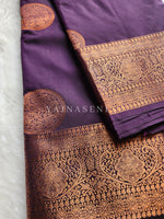 Load image into Gallery viewer, Semi Soft Silk Copper Zari Saree - Dark Purple

