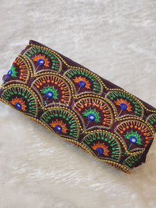 Peacock - Aari work blouse material : WINE