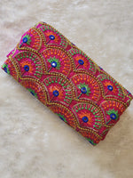 Load image into Gallery viewer, Peacock - Aari work blouse material : MAGENTA
