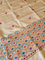 Load image into Gallery viewer, Peacock - Aari work blouse material : CREAM
