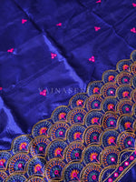 Load image into Gallery viewer, Peacock - Aari work blouse material : ROYAL BLUE
