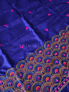 Peacock - Aari work blouse material : ROYAL BLUE