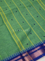 Load image into Gallery viewer, Kanchipuram Pure Cotton saree - Seafoam Green x Blue
